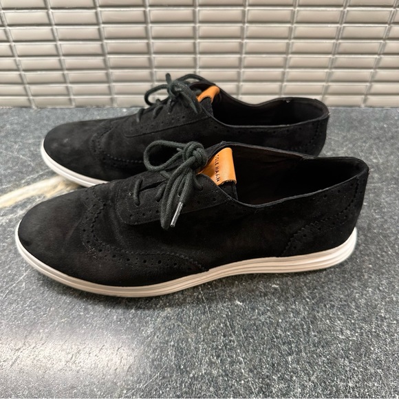 Cole Haan Grand.OS Wingtip Oxfords Black Suede W05166 Women's Size 9 - Picture 1 of 7